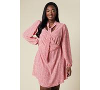 Dorothy Perkins Curve Red Floral Keyhole Long Sleeve Mini Dress floral 24