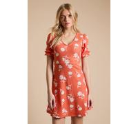Dorothy Perkins Women's Daisy V Neck Short Sleeve Mini Jersey Dress in Red | Size: 12 Dorothy Perkins Red 12