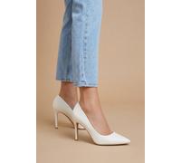 Dorothy Perkins Women's Dash Pointed High Stiletto Heel Faux Leather Court Shoes in White | Size: 7