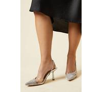 Dorothy Perkins Delphine Diamante Vinyl Slingback Stiletto Heel Court Shoe In Silver silver 3