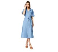 Dorothy Perkins Denim Belted Button Through Midi Dress, 12, Mid Wash
