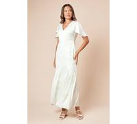 Womens DP Luxe Angel Sleeve V Neck Maxi Dress Sage 12