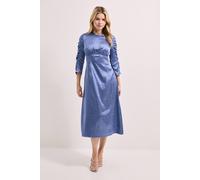 Dorothy Perkins Dp Luxe Animal Satin Jacquard Long Sleeve Midi Dress In Blue blue 14