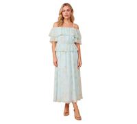 Dorothy Perkins Dp Luxe Blue Floral Ruffle Frill Cold Shoulder Midi Dress, 12, Floral