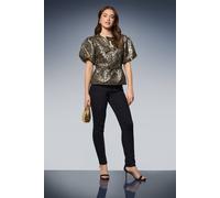 Dorothy Perkins Dp Luxe Bow Front Puff Sleeve Peplum Top In Gold gold 14
