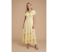 Dorothy Perkins Dp Luxe Cape Ruffle Midi Dress In Yellow yellow