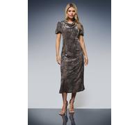 DP Luxe Cowl Neck Puff Sleeve Midi Dress Dorothy Perkins Leopard 12