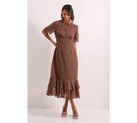 Dorothy Perkins Dp Luxe Metallic Spot Chiffon Ruffle Hem Midi Dress In Chocolate chocolate 8