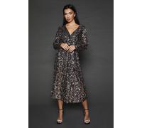 Dorothy Perkins Dp Luxe Multi Sequin Wrap Belted Midi Dress In Bronze bronze 8