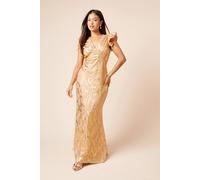 DP Luxe Petite Metallic Frill Shoulder Midi Dress Dorothy Perkins Apricot 8