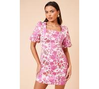 Dorothy Perkins Dp Luxe Pink Floral Jacquard Square Neck Mini Dress floral 8