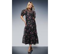 Dorothy Perkins Dp Luxe Printed Organza Tiered Midaxi Dress In Black black 14