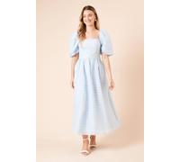 DP Luxe Seersucker Square Neck Midi Dress Dorothy Perkins Blue 16