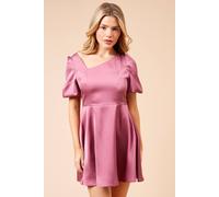 Dorothy Perkins Dp Luxe Square Neck Puff Sleeve Mini Dress In Rose rose 14