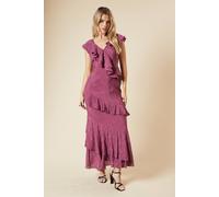 Dorothy Perkins Dp Luxe Textured Sleeveless Ruffle Midi Dress In Rose rose 12