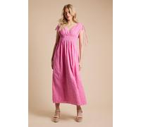 Dorothy Perkins Drawstring Shirred Bodice Midi Dress In Pink pink