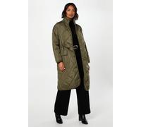 Dorothy Perkins Drawstring Waist Quilted Padded Puffer Coat In Khaki khaki