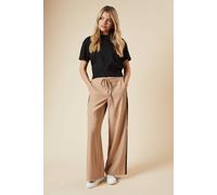 Dorothy Perkins Elastic Waist Side Stripe Wide Leg Trouser In Camel camel 16
