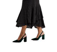Dorothy Perkins Ellens Velvet Pointed High Block Heel Slingback Court Shoes, 6, Emerald