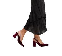 Dorothy Perkins Ellens Velvet Pointed High Block Heel Slingback Court Shoes, 7, Dark red