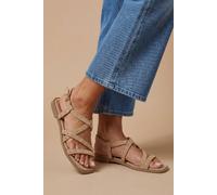 Dorothy Perkins Women's Ellis Faux Suede Studded Gladiator Flat Sandals in Beige | Size: 4 Dorothy Perkins Beige 4