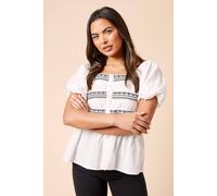 Dorothy Perkins Women's Embroidered Button Front Top in Black | Size: 14 Dorothy Perkins Black 14