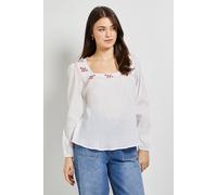 Dorothy Perkins Women's Embroidered Detail Long Sleeve Blouse in White | Size: 12 Dorothy Perkins White 12