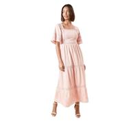 Dorothy Perkins Embroidered Front Angel Sleeve Midi Dress, 12, Pink
