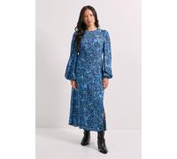 Dorothy Perkins Empire Blue Floral Seam Split Detail Printed Midi Dress blue 16