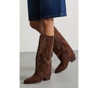 Dorothy Perkins Faith: Addy Faux Suede Straight Western Calf Boots In Chocolate chocolate 3