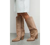 Dorothy Perkins Faith: Alma Faux Suede Straight Leg Western Knee Boots In Beige beige 5
