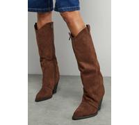 Dorothy Perkins Faith: Alma Faux Suede Straight Leg Western Knee Boots In Chocolate chocolate 3