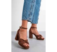 Dorothy Perkins Faith: Amara Faux Suede Open Toe High Block Heeled Sandals In Chocolate chocolate