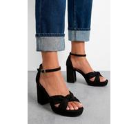 Dorothy Perkins Faith: Amara Faux Suede Open Toe High Block Heeled Sandals In Natural Black natural black