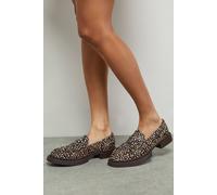 Faith Women's : Barrie Deer Print Pony Chunky Penny Loafers in Brown | Size: 6 Faith Brown 6