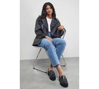 Dorothy Perkins Faith: Beatie Real Leather Penny Chunky Creeper Loafers In Black black
