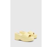 Dorothy Perkins Faith: Bethanie Faux Leather High Wedge Sandals In Lemon lemon