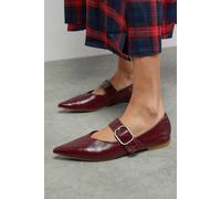Dorothy Perkins Faith: Brianna Faux Leather Buckle Detail Mary Jane Pointed Ballerinas In Burgundy burgundy 5