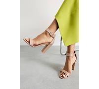 Dorothy Perkins Faith: Camille Glitter Covered Buckle High Block Heeled Sandals In Champagne champagne 8