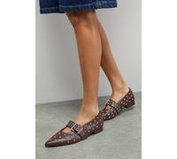 Faith: Clarissa Faux Leather Studded Pointed Ballerinas Faith Chocolate 7
