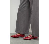 Dorothy Perkins Faith: Clarissa Faux Leather Studded Pointed Ballerinas In Red red 6