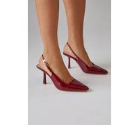 Dorothy Perkins Faith: Delaney Faux Patent Leather Chisel Toe Long Buckle Sling Back Court Shoes In Red red 3