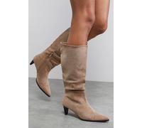 Dorothy Perkins Faith: Kassidy Faux Suede Low Heel Pointed Calf Boots In Taupe taupe 3