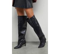 Dorothy Perkins Faith: Lia Faux Leather Straight Leg Medium Stiletto Heel Knee Boots In Black black