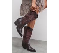 Dorothy Perkins Faith: Lola Mix Material Western Calf Boots In Chocolate chocolate 3