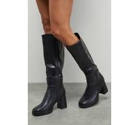 Dorothy Perkins Faith: Lucia Faux Leather Platform High Block Heel Knee Boots In Black black 8