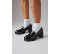 Dorothy Perkins Faith: Lysara Faux Patent Leather Chunky Heeled Loafers In True Black true black 7