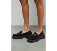 Dorothy Perkins Faith: Milana Faux Suede Metal Snaffle Chunky Loafers In Natural Black natural black 4