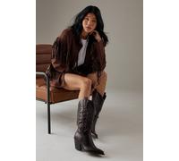 Dorothy Perkins Faith: Nash Brushed Faux Leather Western Calf Boots In Brown brown 3