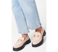 Dorothy Perkins Faith: Nash Faux Patent Leather Metal Chain Detail Chunky Loafers In Nude nude 8